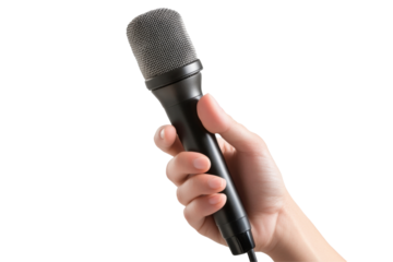 Dynamic microphone hold studio setup png background transparent professional environment close-up view