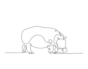 Big cute hippo simple line art illustration. Continuous one line draw of hippopotamus design.