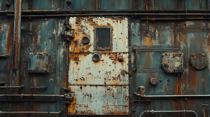 Rusty Metal Door on Weathered Industrial Structure