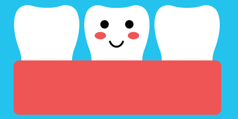 Happy Cartoon Tooth with Cheerful Expression and Colorful Background