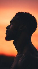 South African man profile sunset background