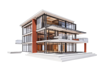 Modern architectural design urban setting png background transparent environment 3d rendered view