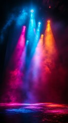 Glowing beams of light on stage high resolution image