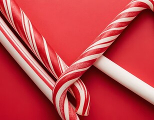 Red and white striped wrapping paper rolls, perfect for festive gift packaging.
