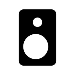 Compact solid speaker icon with two circular drivers stacked vertically.