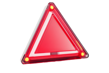 Emergency warning triangle png background transparent for road safety isolated object in clear view