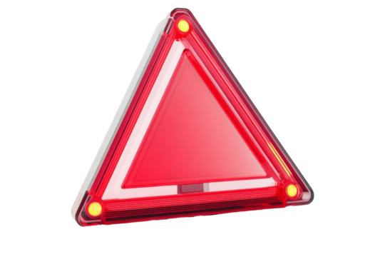 Emergency warning triangle png background transparent for road safety isolated object in clear view - Powered by Adobe