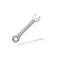 Combination wrench with an open-end and a box-end for versatile use in mechanical, automotive, and industrial applications. Steel tool for tightening and loosening nuts and bolts with precision.