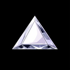 Crystal illustration: Triangular crystal object stands out against a black backdrop in this digital rendering