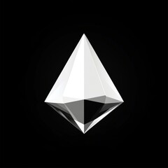 Diamond shape, crystalline structure shines against a black background in a minimalist digital rendering