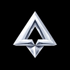 Obraz premium Abstract illustration of a shiny silver triangle shape with geometric design elements on a black background