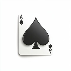 Ace of Spades Playing Card, gambling concept. Game of chance illustration against white background. Minimalist style, single object