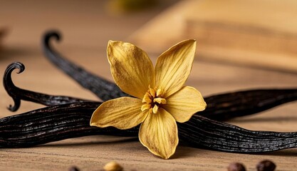 vanilla pods and flowers