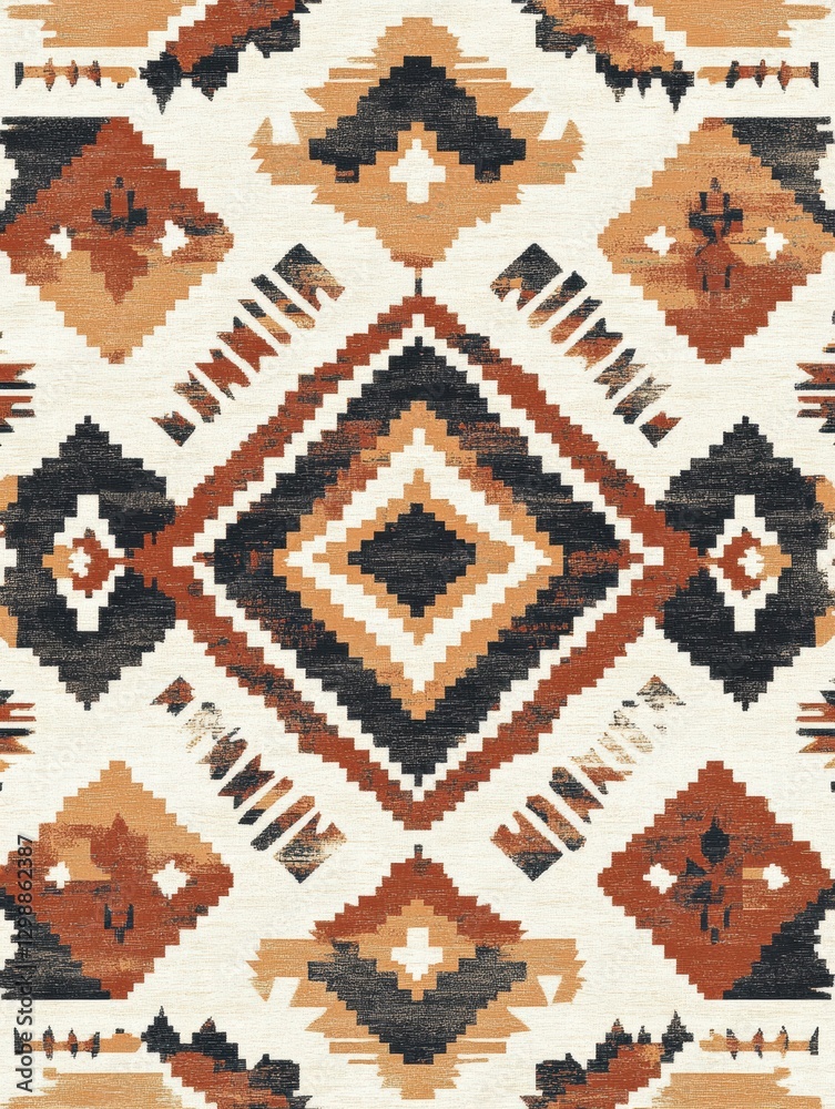 Poster colorful geometric pattern with earthy tones in a modern textile design for home decor. generative a