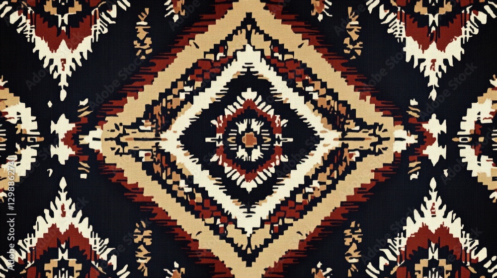 Aufkleber decorative textile featuring intricate geometric patterns in warm tones showcasing traditional craft