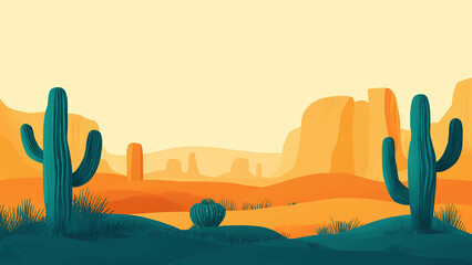 Cactus silhouettes in different shapes, trendy desert-style design