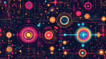 Obraz premium Vibrant digital abstract design with circles.