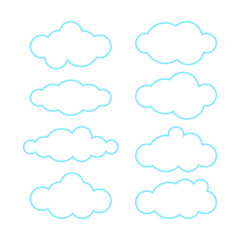 cloud, clouds outline shape, cloud line icon, cartoon blue cloud illustration