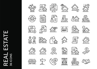 Real Estate icon pack. Set icon design