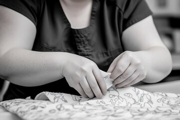 Obraz premium A nurse carefully wrapping a patientâ€™s wound with a clean bandage