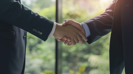 ビジネスパートナー同士の固い握手と成功の象徴