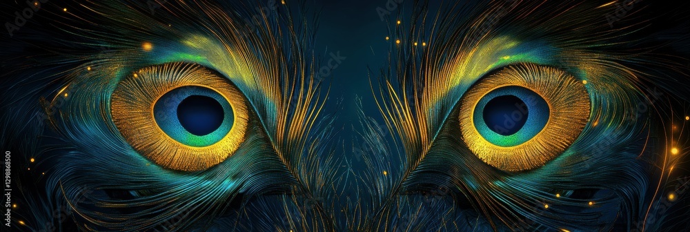 Aufkleber vibrant close up of mesmerizing peacock eyes revealing intricate patterns in vivid colors. generativ
