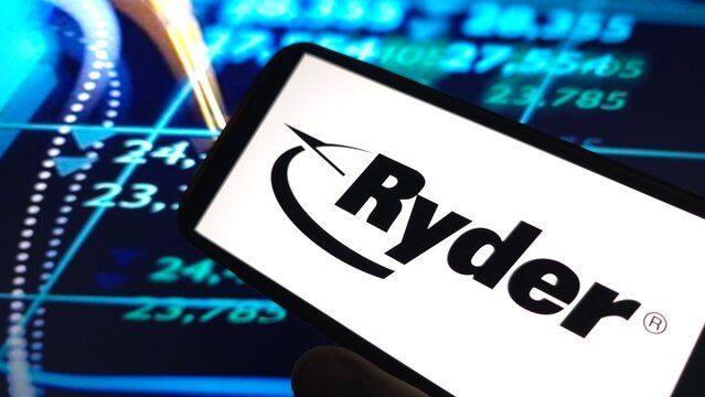 Konskie, Poland - February 27, 2025: Ryder System Inc company logo displayed on mobile phone