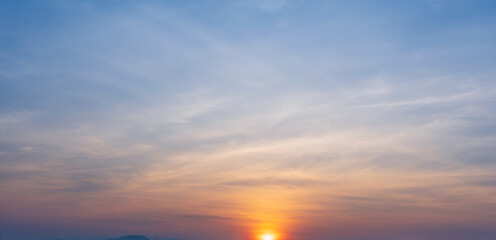 Sky with soft cloud on sunrise or sunset time. Nature background