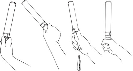 ペンライトを持つ手の線画セット