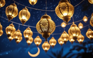 Ramadan Night with Glowing Lanterns