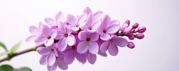 Purple lilac blooms against soft white background, bloom, lilac, branch