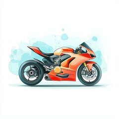 Obraz premium motorcycle watercolor concept. Vibrant orange motorcycle illustration with a dynamic background.