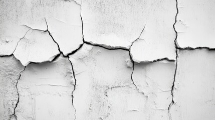 Obraz premium Cracked white wall texture showing significant damage