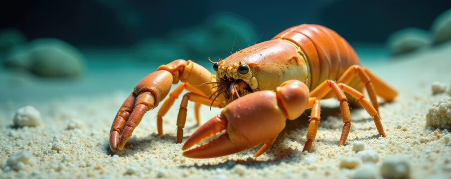 Scuttling Eurypterus remipes on sandy seafloor, marine fossils, sea floor, eurypterus