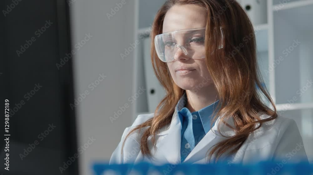 Poster a dedicated scientist in a wellequipped lab, wearing safety gear, conducts experiments to enhance un