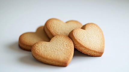 Heart-shaped cookies, isolated, white background, sweet, delicious, and festive design