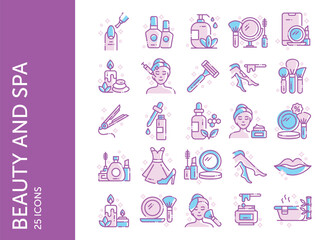 Beauty and Spa icon pack. Set icon design