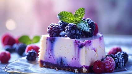 Beautifully Delicious and Brightly Served Blueberry Cheesecake illustration for National Blueberry Cheesecake Day