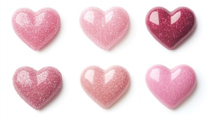 Obraz premium Pink heart set, isolated on white background, simple and elegant, versatile design options