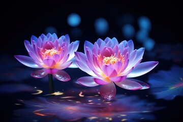 Glister water lily neon flower purple petal.