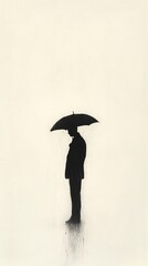 Man umbrella rain-washed background