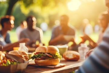Defocused sandwich brunch summer.
