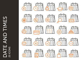 Date and Times icon pack. Set icon design