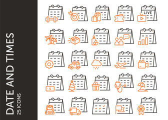 Date and Times icon pack. Set icon design