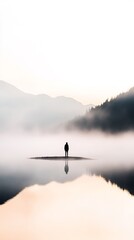 Traveler lake early morning mist