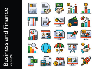 Business and Finance icon pack. Set icon design