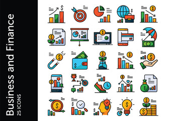 Business and Finance icon pack. Set icon design