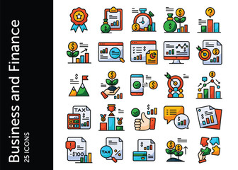 Business and Finance icon pack. Set icon design