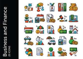 Business and Finance icon pack. Set icon design