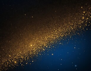 Fototapeta premium Stunning cosmic background of shimmering golden particles against deep blue space.